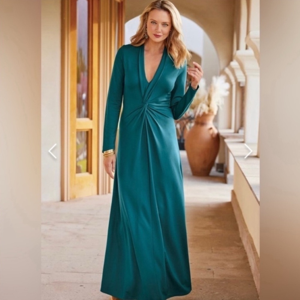 Soft Surroundings lagia maxi dress atantic deep teal Size Small NWT